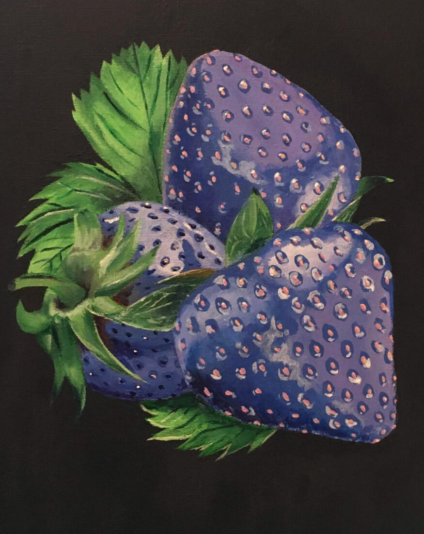 Strawberries (2020) acrylic on canvas 14x11"