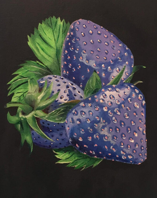 Strawberries (2020) acrylic on canvas 14x11"