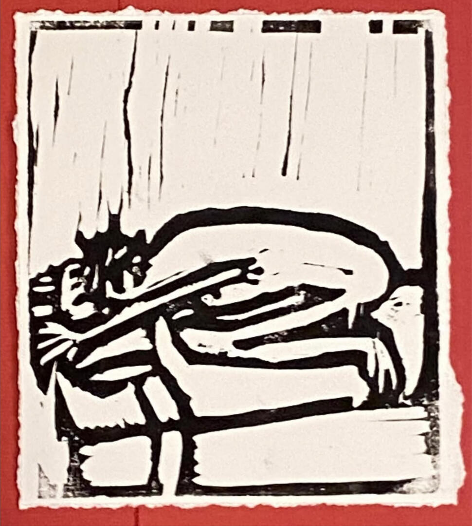 Untitled (2026) single layer woodcut 5.25x4.5"